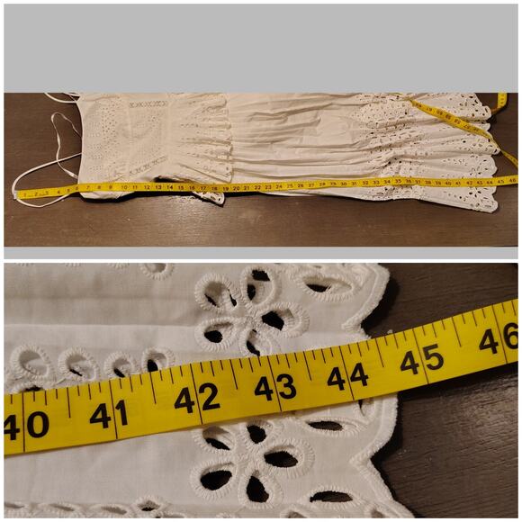 Gianni Bini White Eyelet Lace Pleated Midi Dress Peplum NWT Size 0 Bridal - Picture 8 of 16